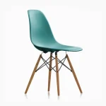Mid-Century Modern Molded Shell Side Chair with Wood Dowel Legs – Teal