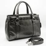 Charcoal Leather Commuter Shoulder Bag
