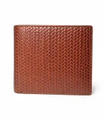 Premium Woven Leather Wallet – Modern Classic - Chocolate