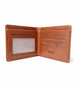 Genuine Leather Slim Bifold Wallet - Chocolate - Image 2