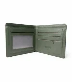 Genuine Leather Slim Bifold Wallet - Green - Image 2