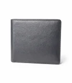 Genuine Leather Slim Bifold Wallet - Black