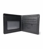 Genuine Leather Slim Bifold Wallet - Black - Image 2