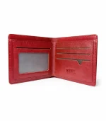 Genuine Leather Slim Bifold Wallet - Maroon - Image 2